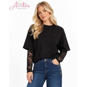 Maicazz Shirt Ziva kanten mouw 80.015 - Zwart Maicazz Shirt Ziva kanten mouw 80.015 - Zwart